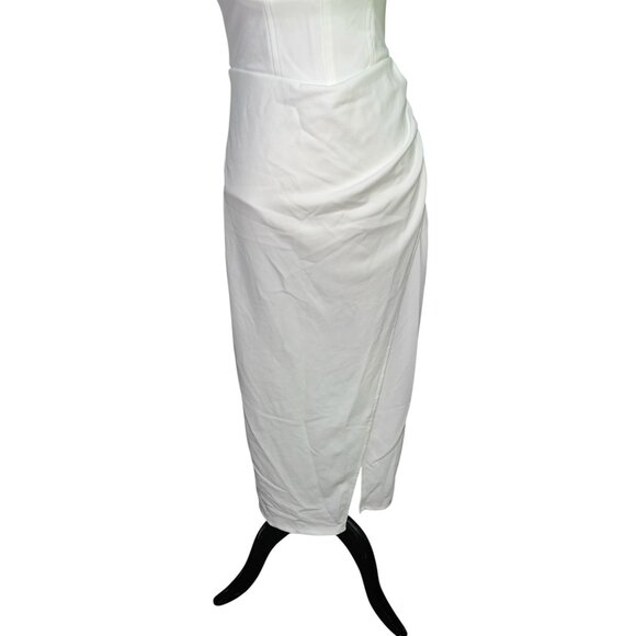 Lulus Always Turning Heads White Bustier Tulip Midi Dress Sz Medium Womens White - Picture 10 of 16